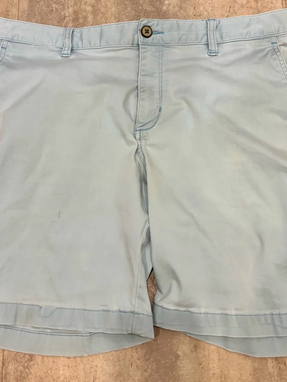 2 Pairs of Tommy Bahama Aqua and Light Blue Flat-Front Cotton Shorts